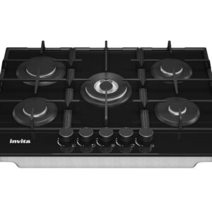 COOKTOP INVITA A GÁS BLACK 70 CM BIVOLT - i-CKG-5Q-70-BL-3TNA